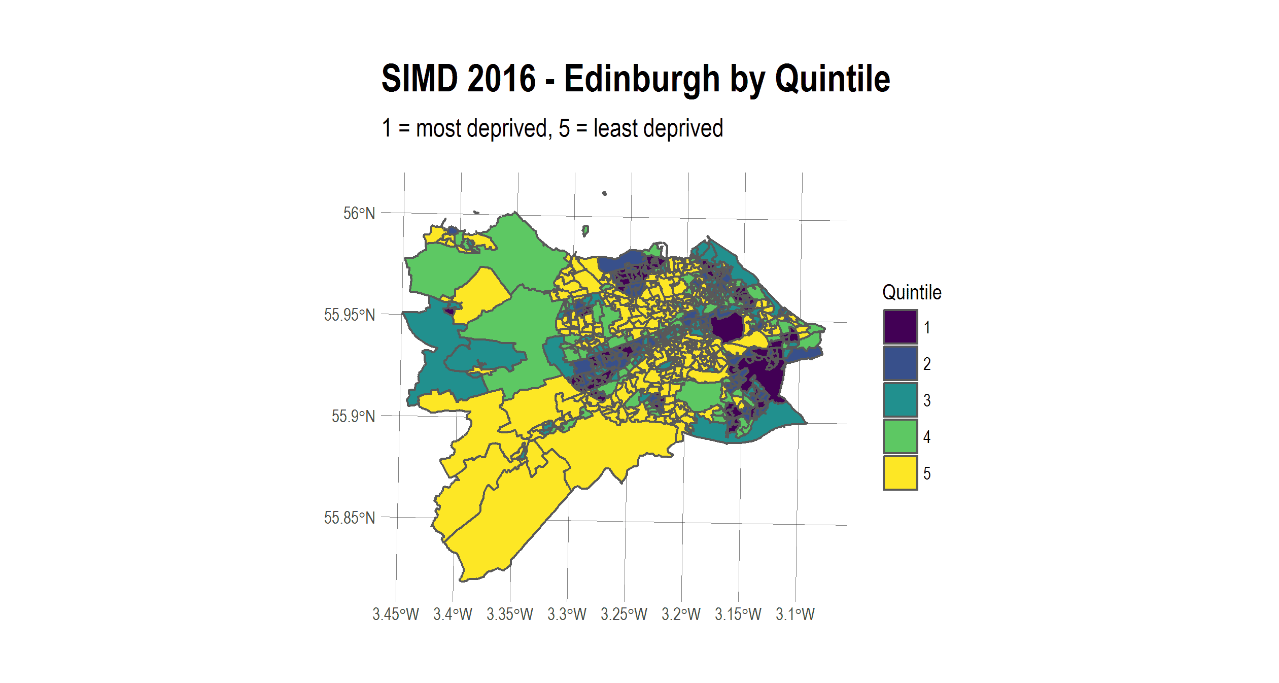 Edinburgh deprivation by quintile