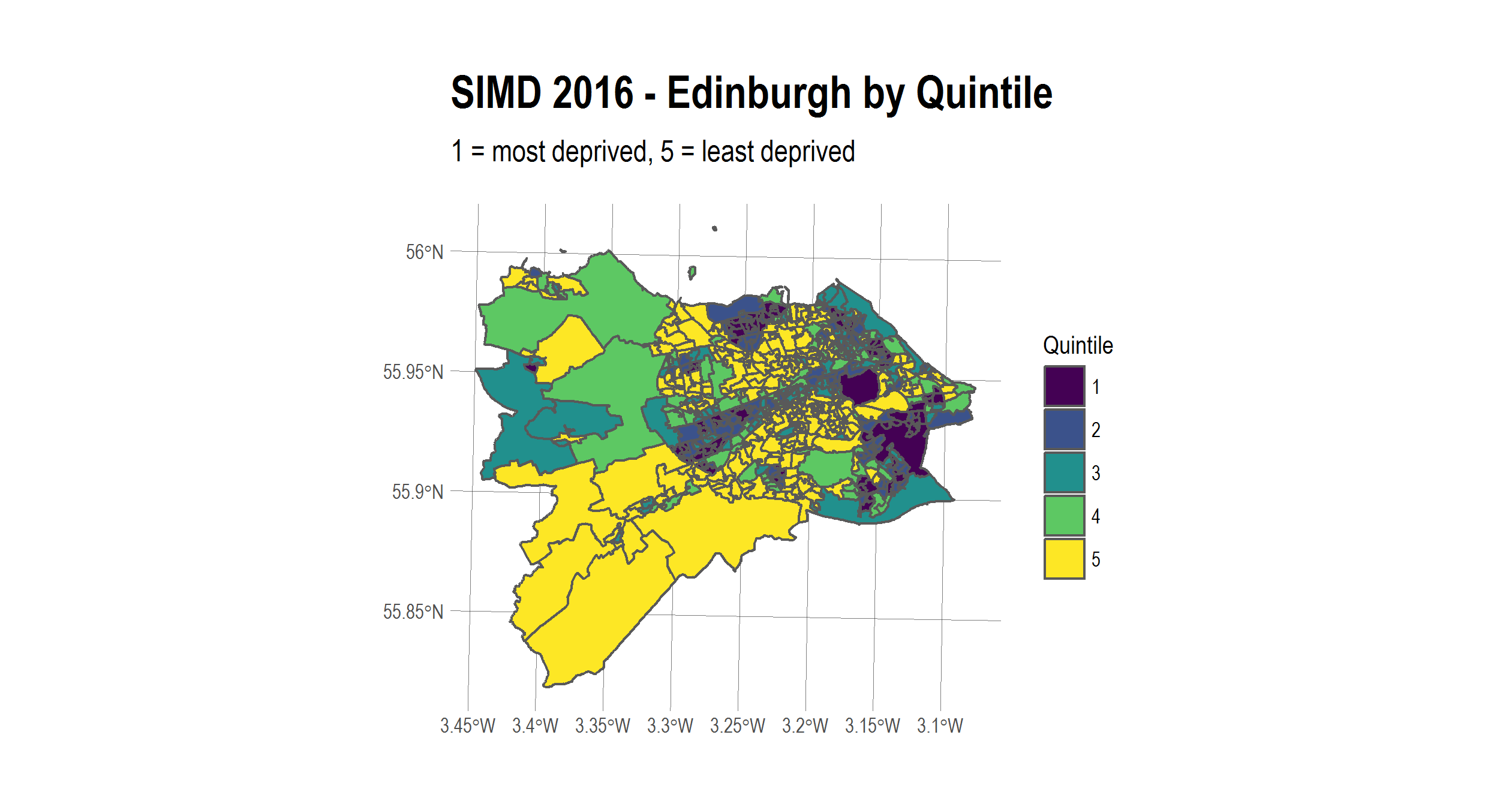 Edinburgh deprivation by quintile